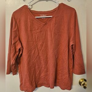 L.L. Bean Boxy Orange 3/4 Sleeve Shirt